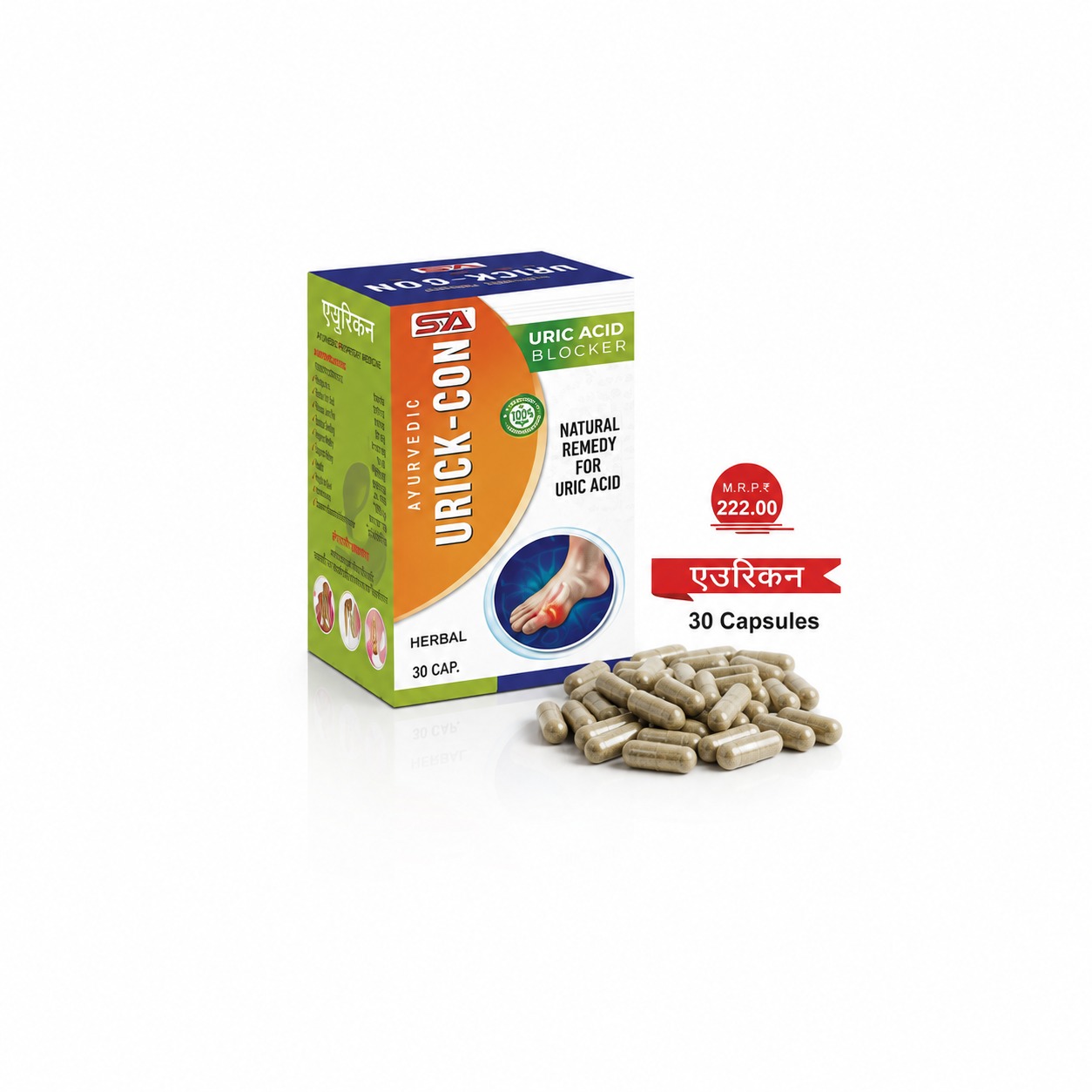 URICK-ON / Uric Acid Blocker, Herbal, 30 Capsules,